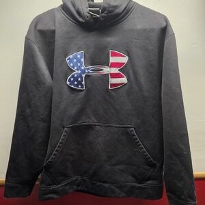 Under Armour Men's Black Hoodie with American Flag Logo